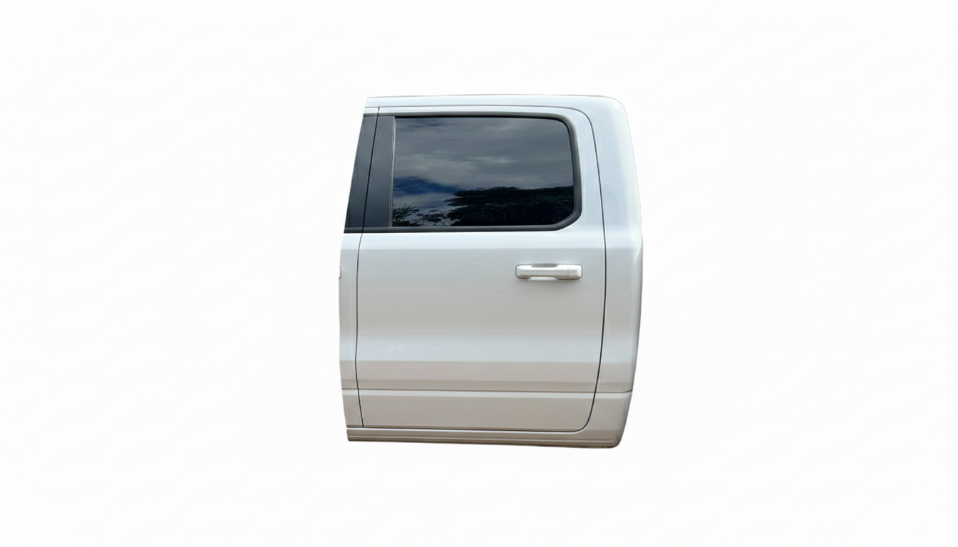 White rear passenger side door shell for 2020 Ram 1500 Sport, bare panel without glass or internals, available at BBK Offroad.