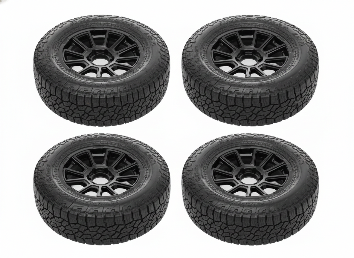 American Racing AR933 Anarchy wheels in a satin black finish, featuring a rugged multi-spoke mesh design with a 6-lug bolt pattern for a DT Ram 1500. The wheels are shown mounted with tires, highlighting the aggressive ET18 offset and heavy-duty styling."