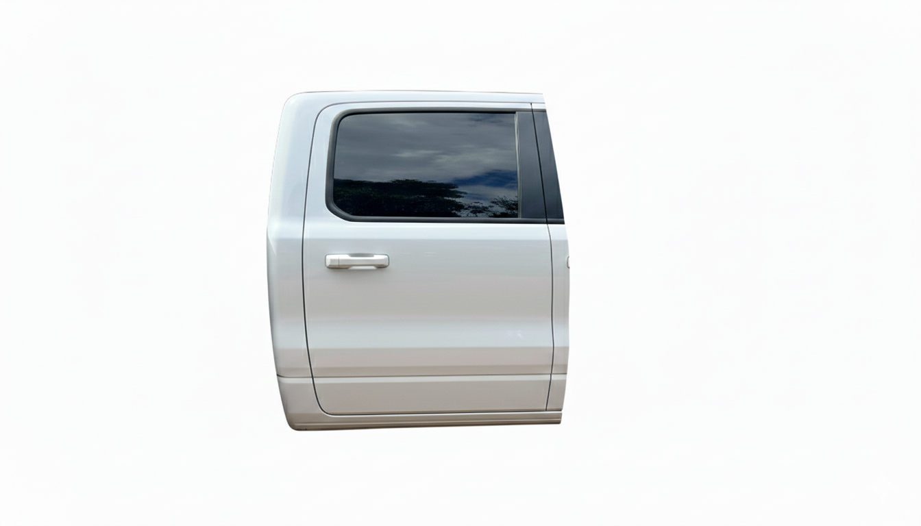 Driver side rear door for 2019-2024 Ram 1500, White, wrecking genuine pickup truck parts.